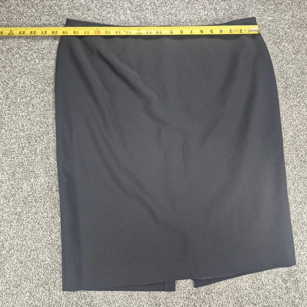 St. John Caviar Tailored Pencil Skirt Women's 16 Black Silk Lined Made in‎ USA